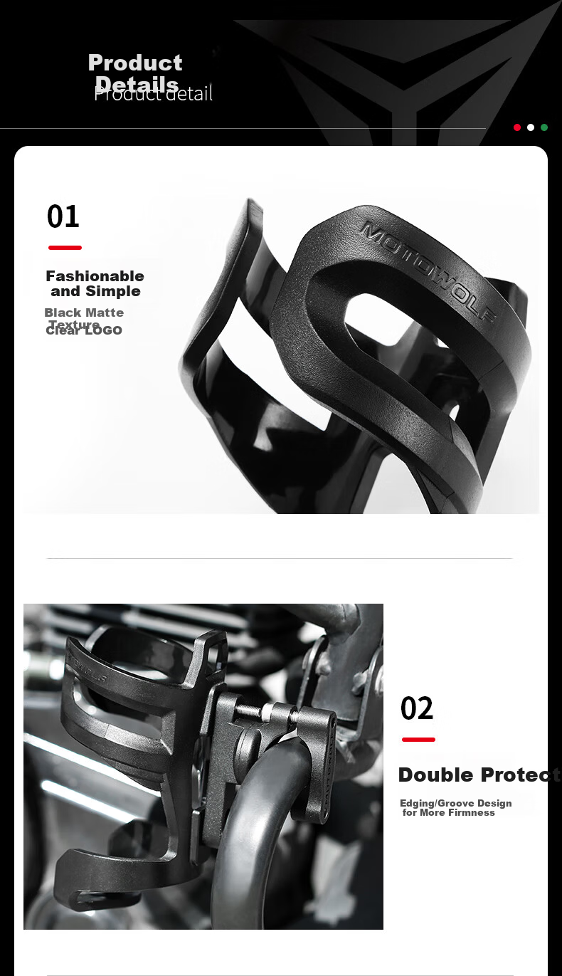 MOTOWOLF Motorcycle Cup Holder, Bumper Cup Holder, Scooter Cup Holder, Universal Modified Bicycle Drink Bottle Holder, Motorcycle Travel Equipment, Adjustable 7