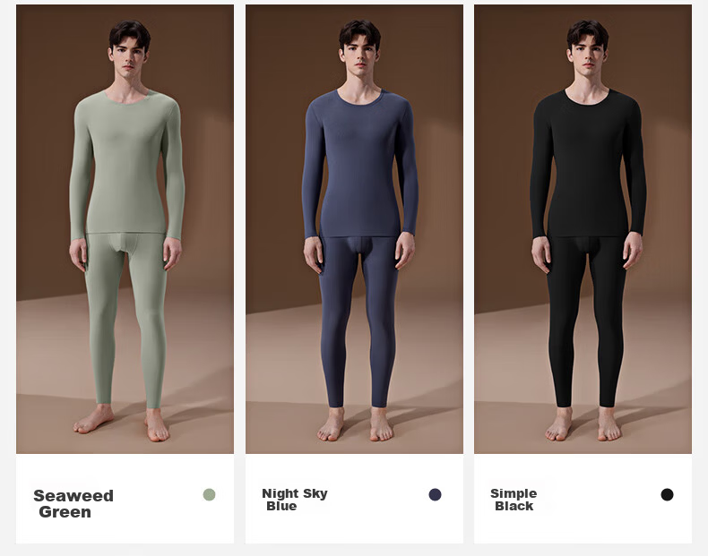 Modal Class A Seamless Brushed 10A Antibacterial Mite-Resistant Thermal Men's Fleece-Lined Thermal Underwear Set Autumn Shirt and Pants for Men 28