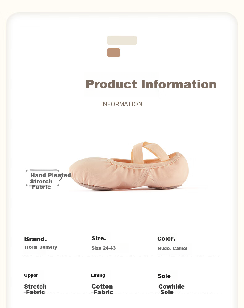 TIEJIAN Dance Shoes Adult Children Spliced Elastic Fabric Ballet Practice Shoes Unisex Chinese Classical Dance Shoes Camel Color Size 37 4