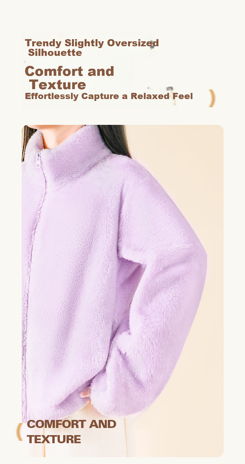 Jeanswest Women's Double-Sided Fleece Jacket Autumn Winter 2025 New Warm Coral Fleece Lined Thickened Coat 5