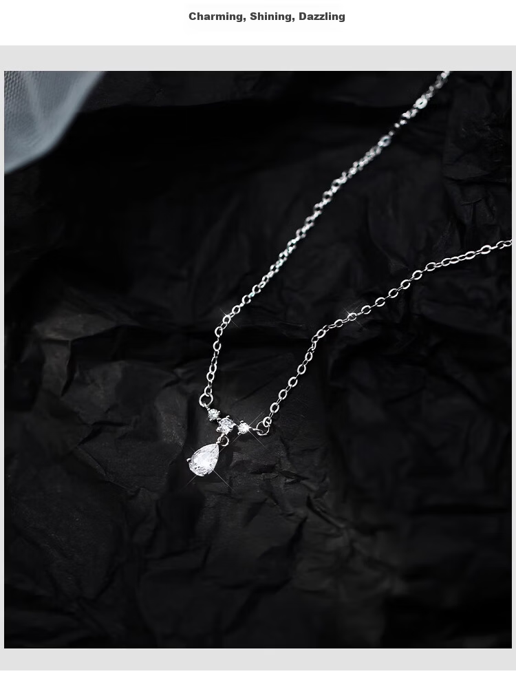 Dijing 999 Pure Silver Necklace for Women Birthday Gift Girlfriend Pendant Clavicle Chain Elegant Minimalist Jewelry 6