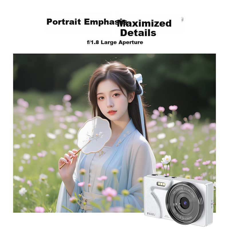 RUIZU T6 Student Digital Camera Soft Light Dual Lens Digital Camera [64MP Selfie] White 64GB Compact CCD Camera for Girls Campus Alternative