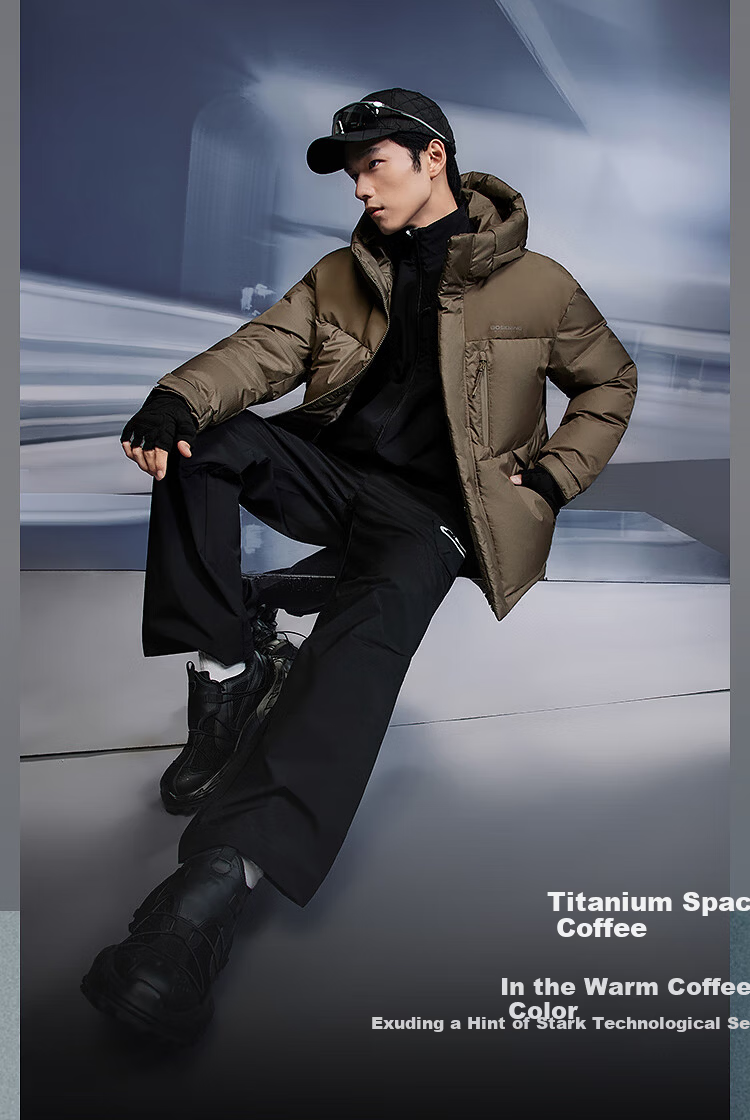 Bosideng Off-Season Winter Men's Loose Short Thickened Hooded Round Neck Casual Down Jacket 5