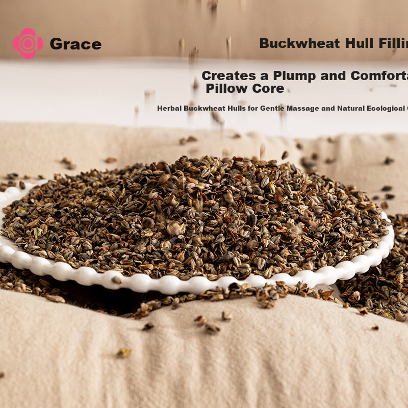 Grace Natural Buckwheat Husk Pillow Chinese Style Cotton Linen Buckwheat Pillow Cervical Pillow 35*55cm