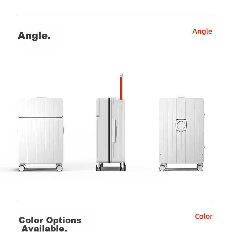 DTA Luggage Suitcase Women Front Open Multifunctional Wide Rod Travel Case Password Leather Box Men White 20 Inch 31