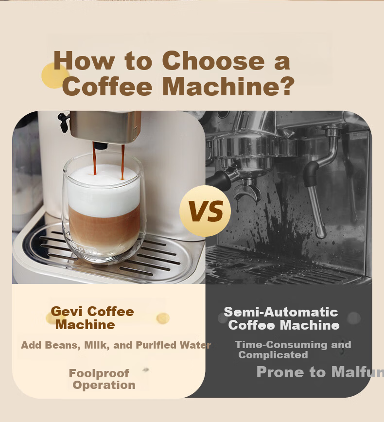 Gevi Fully Automatic Coffee Machine Small Grinder Integrated Italian American Coffee Dual Heating System GV-K01S One-Key Bean Cleaning [7-Day Free Trial] [Price Protection 618] 3