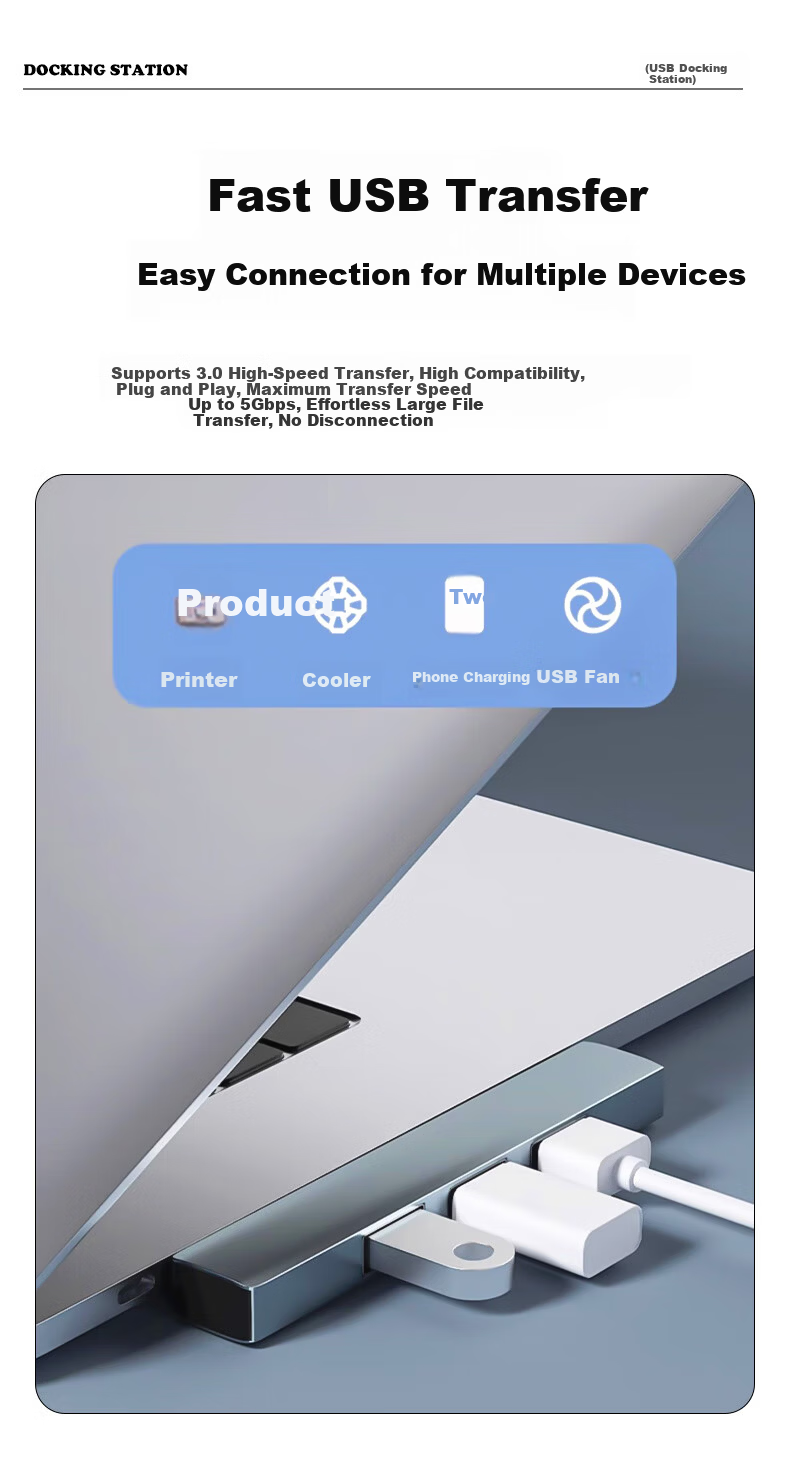 Youlianxing USB3.0 Expansion Dock Splitter One-To 1.2 Meters USB/Type-C Expansion Dock HUB Hub, Desktop Computer Host Extension Cable YLX-535AP 5