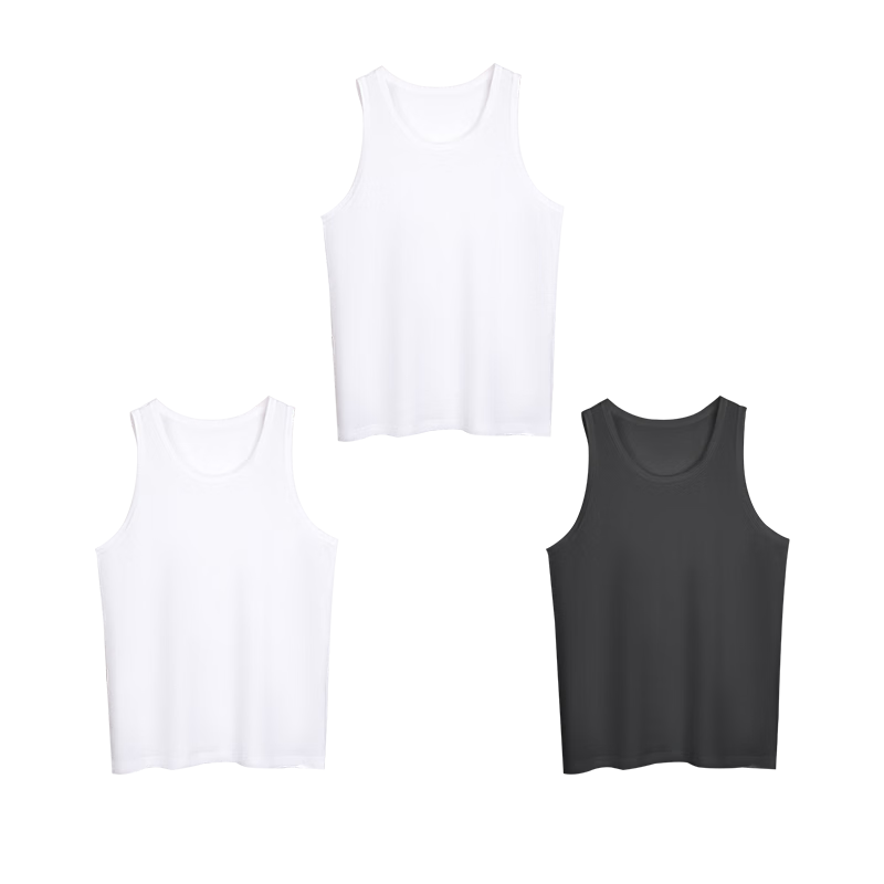Hodo Men's Vest 10A Antibacterial Class A Pure Cotton Breathable Sweat-Absorbing Loose Fashion Simple Round Neck Versatile Vest 3-Pack