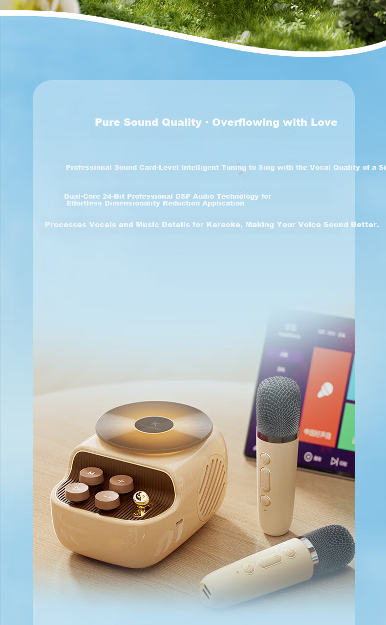 Kuangxiang Bluetooth Speaker with Karaoke, Aromatherapy, And Ambient Lighting, Dual Microphones, Adjustable Sound Atmosphere, Home Audio System with Retro Mechanical Buttons, Graduation Season Gift, K12 Gift Box Set 5