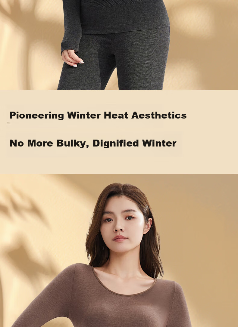 Tingmei Women's Thermal Wool Heating Seamless Slim Fit Autumn Winter Body Shaping Set Black L 11