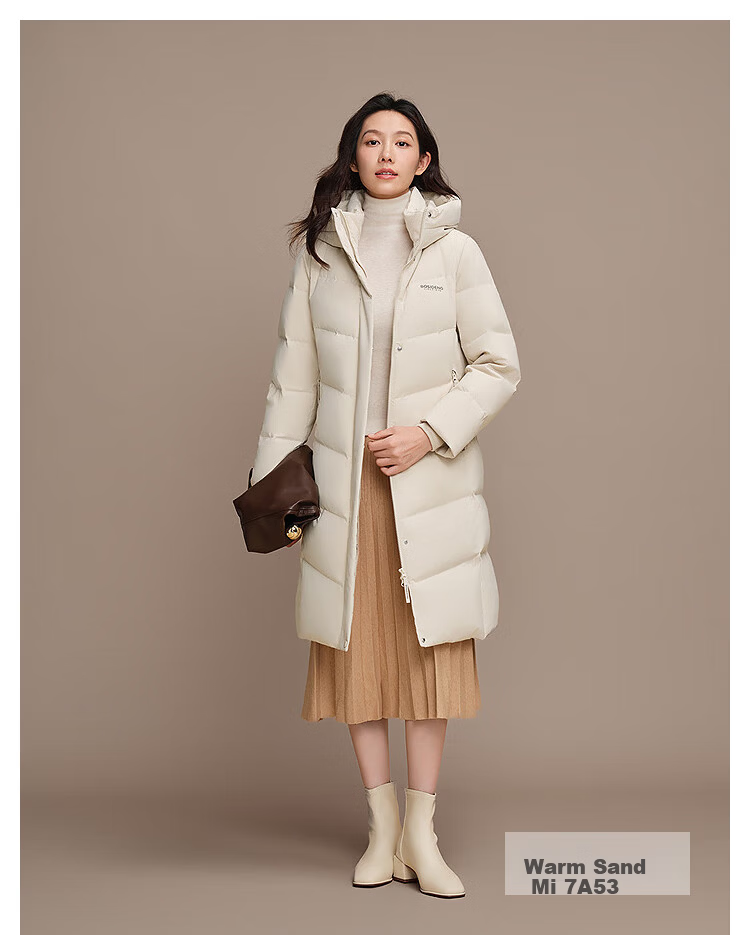 BOSIDENG Women's Off-Season 90% Down Thickened Hooded Loose Mid-Length Casual Warm Coat 15