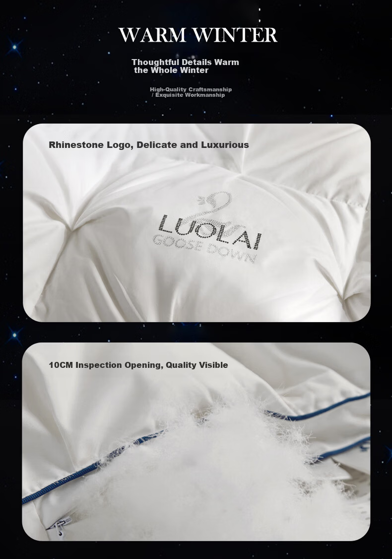 Luolai Home Textiles Down Quilt A-Class 95% Washed White Goose Down Aerospace Temperature Control Thickened Winter Quilt Core Approx. 5.8 Jin 10