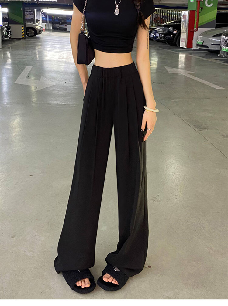 Free Style Khaki Wide-Leg Pants for Women Summer Lightweight Draped Loose Lazy Style New Chinese Linen Ice Silk Casual Yamamoto Pants 19