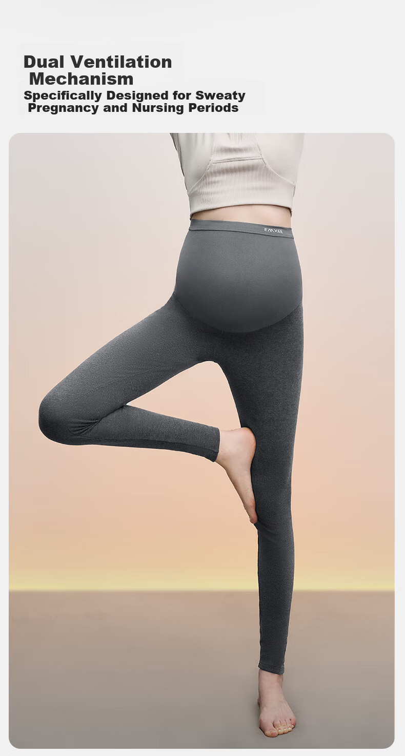 EMXEE Maternity Thick Leggings, Autumn New Style Pregnancy Yoga Pants, Maternity Tummy Support Pants, Butt-Lifting Pants, Maternity Wear, Black 8