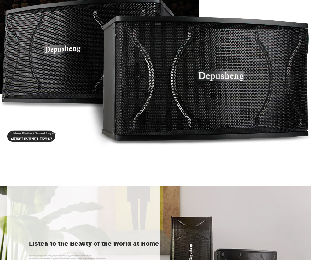 Depusheng D100 10-Inch Home KTV Speaker Professional Karaoke Sound System for Family, Private Rooms, Conference, Bar, Multimedia Teaching, Restaurant Floor-Standing Speaker Pair 6