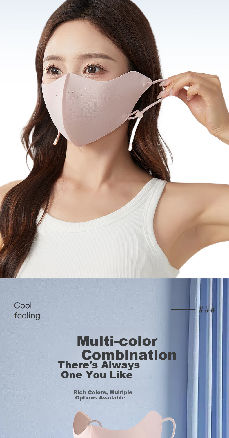 MiiOW Summer Ice Silk Ultra-Thin Breathable 3D Face Mask UV Protection Sun Mask for Men and Women Cycling Driving 5