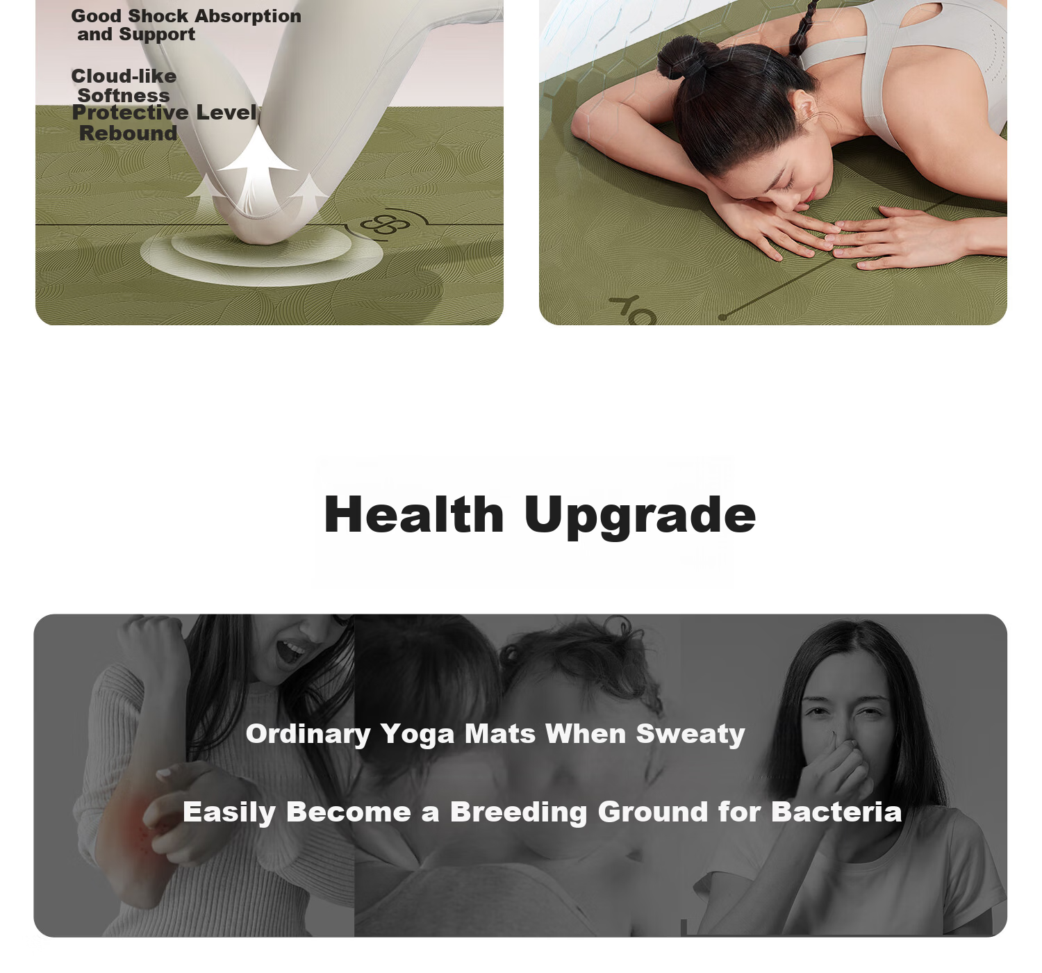 Yottoy Antibacterial Yoga Mat Non-Slip Mat Women's Floor Mat Home Fitness Mat Thickened Shock Absorption Silent Soundproof Exercise Mat 10