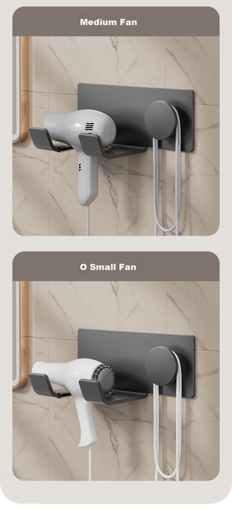 Jiabangshou Hair Dryer Holder No-Drill Bathroom Wall Storage Rack Hairdryer Storage Stand 5