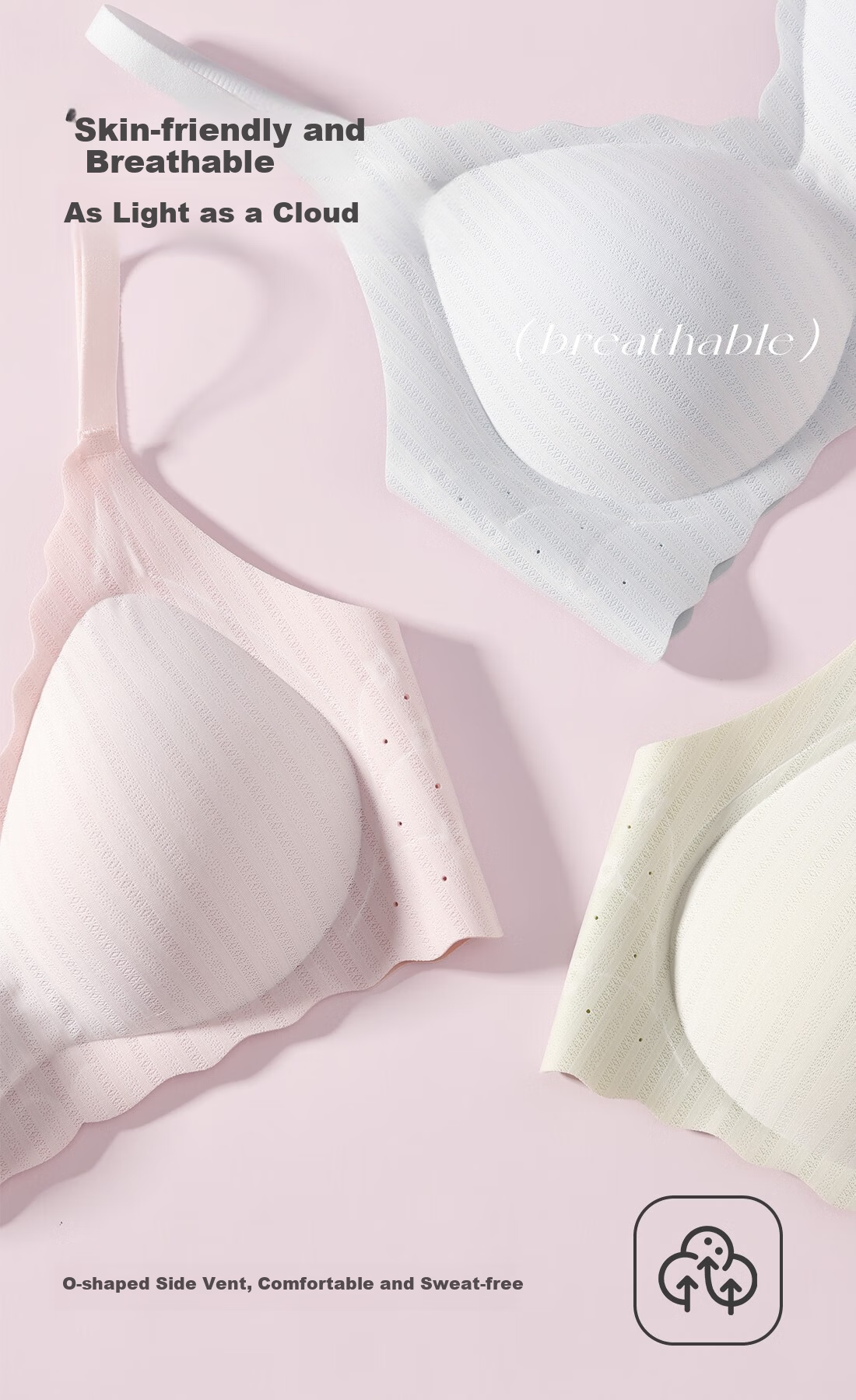 Ordifen Grade 7 Antibacterial Underwear Black Technology W-Shaped Soft Support Push-Up Side Breast Gathering Skin-Friendly Breathable Lace Sweet Bra 5