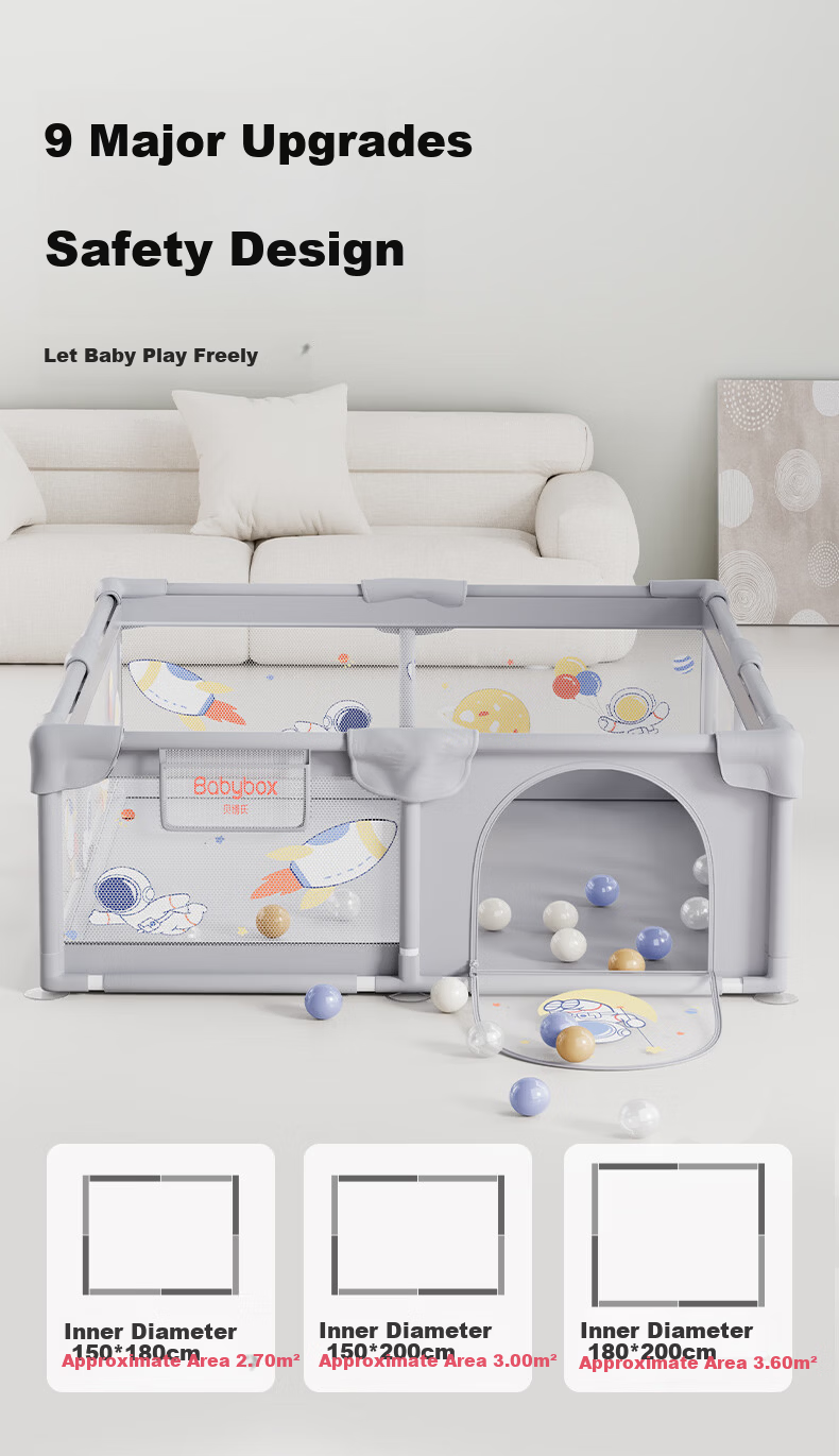 Beiboshi Babybox Baby Play Pen, Infant And Toddler Safety Barrier, Crawling Mat for Living Room And Indoor Use 5