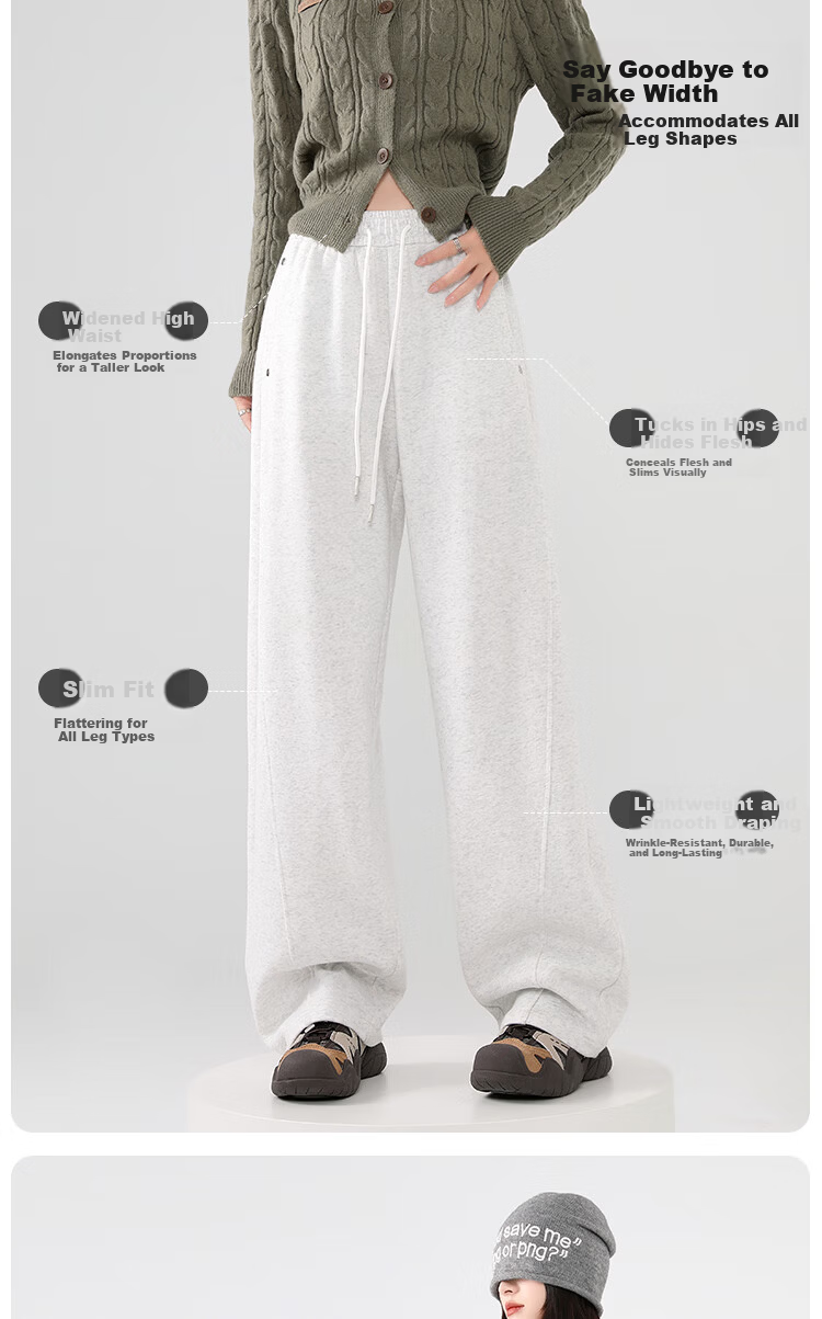 Xueqiman Studded Wide-Leg Pants for Women 2026 Spring New High-Waist Slimming Scythe Pants Loose Hip-Covering Straight Casual Trousers for Women 2