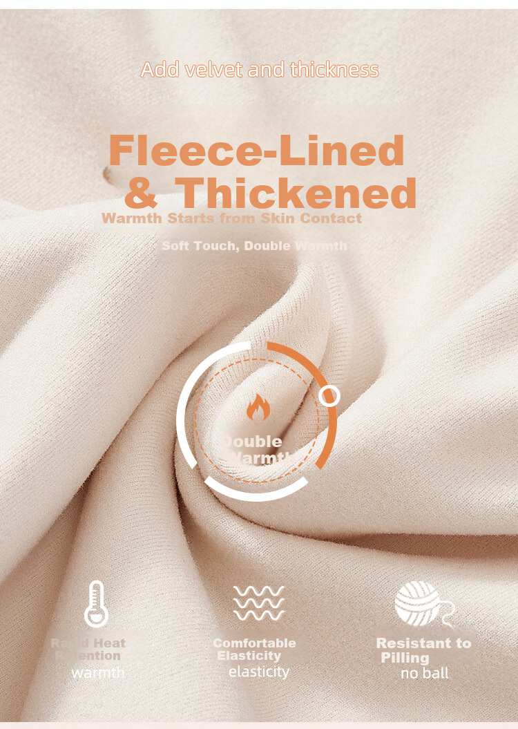 Tingmei [Triple Silk] Fleece-Lined Thickened Half Turtleneck Base Layer Top Women's Autumn Winter Thermal Underwear Shirt 3