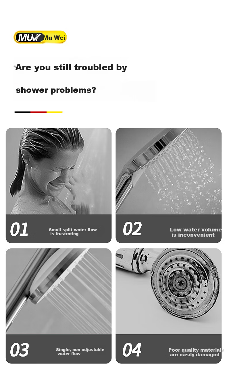 Muvi High Pressure Shower Head Handheld Single Nozzle Universal Bathroom Shower Sprayer 5