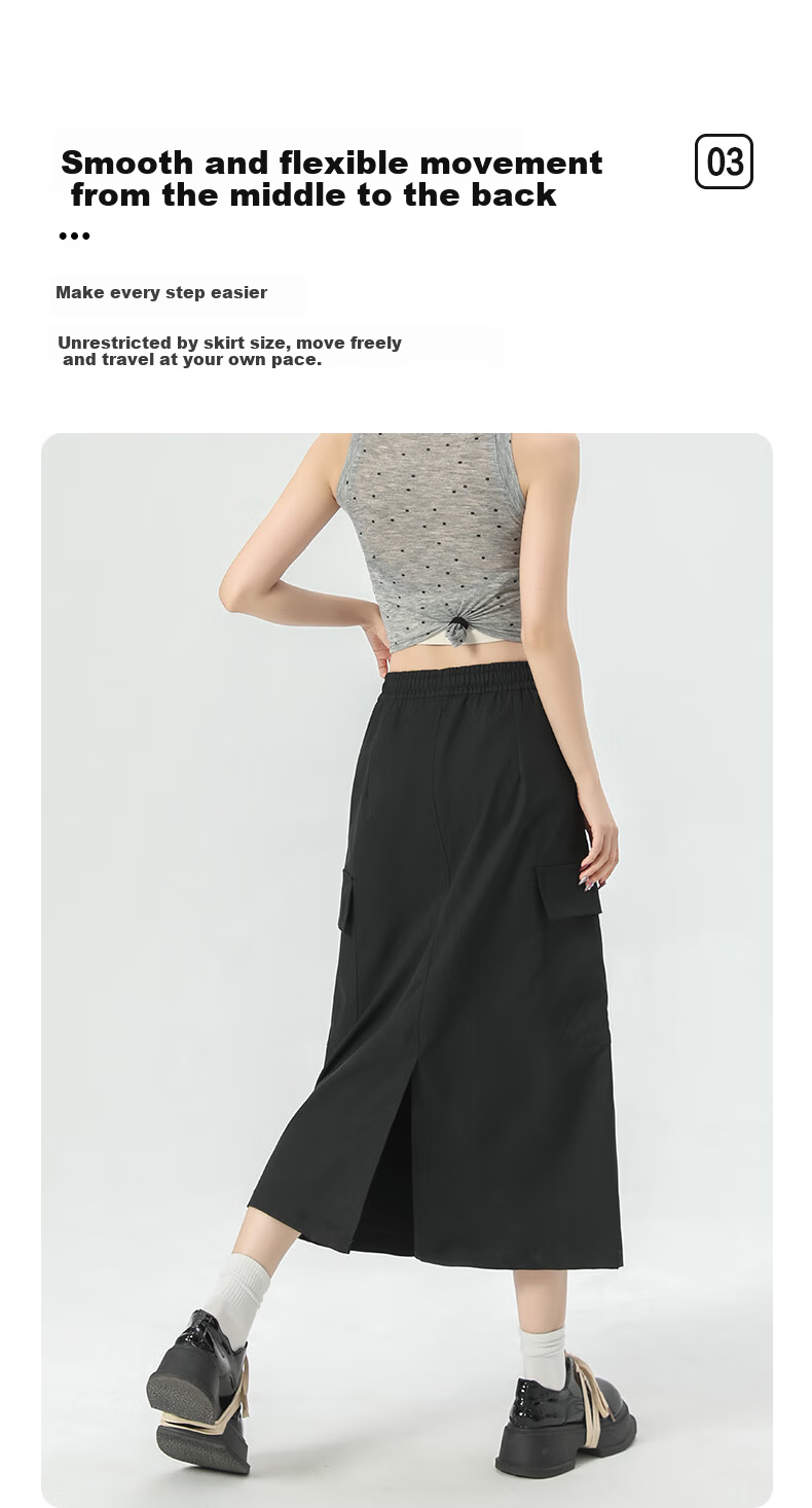 Langsha Women's Workwear High-Waist American Style Versatile Mid-Length A-Line Skirt Summer Casual Commuter Skirt 7