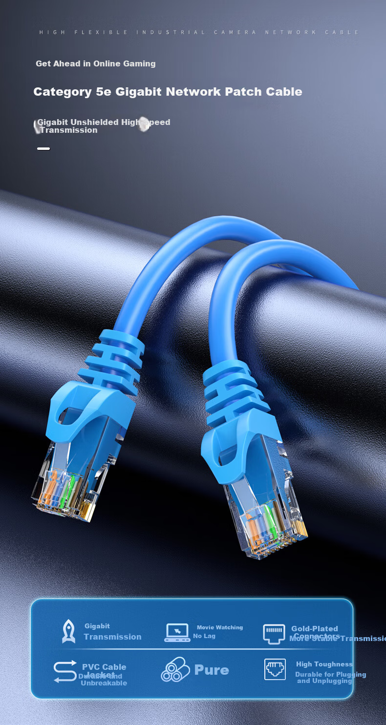 Guanghang Cat5e UTP Ethernet Cable 5m High-Speed Gigabit Network Patch Cord Blue GH-5EBL5 1
