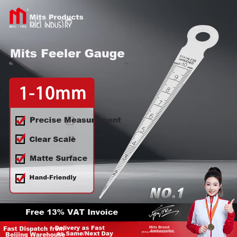 MICI Stainless Steel Feeler Gauge Wedge Shaped Taper Gauge Hole Diameter Measuring Gauge 1-10mm