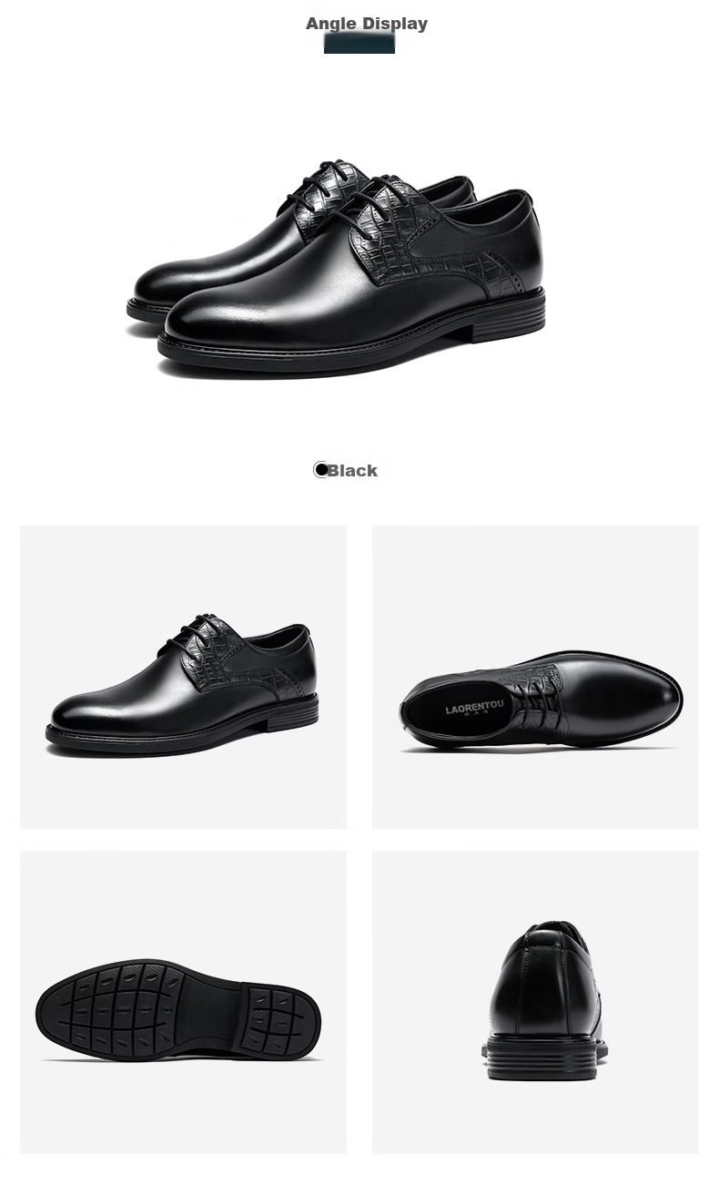 LAORENTOU Men's Leather Business Casual Shoes, Spring Autumn Fashion Comfortable Dress Shoes, Black, Size 38, Model LA12283 16