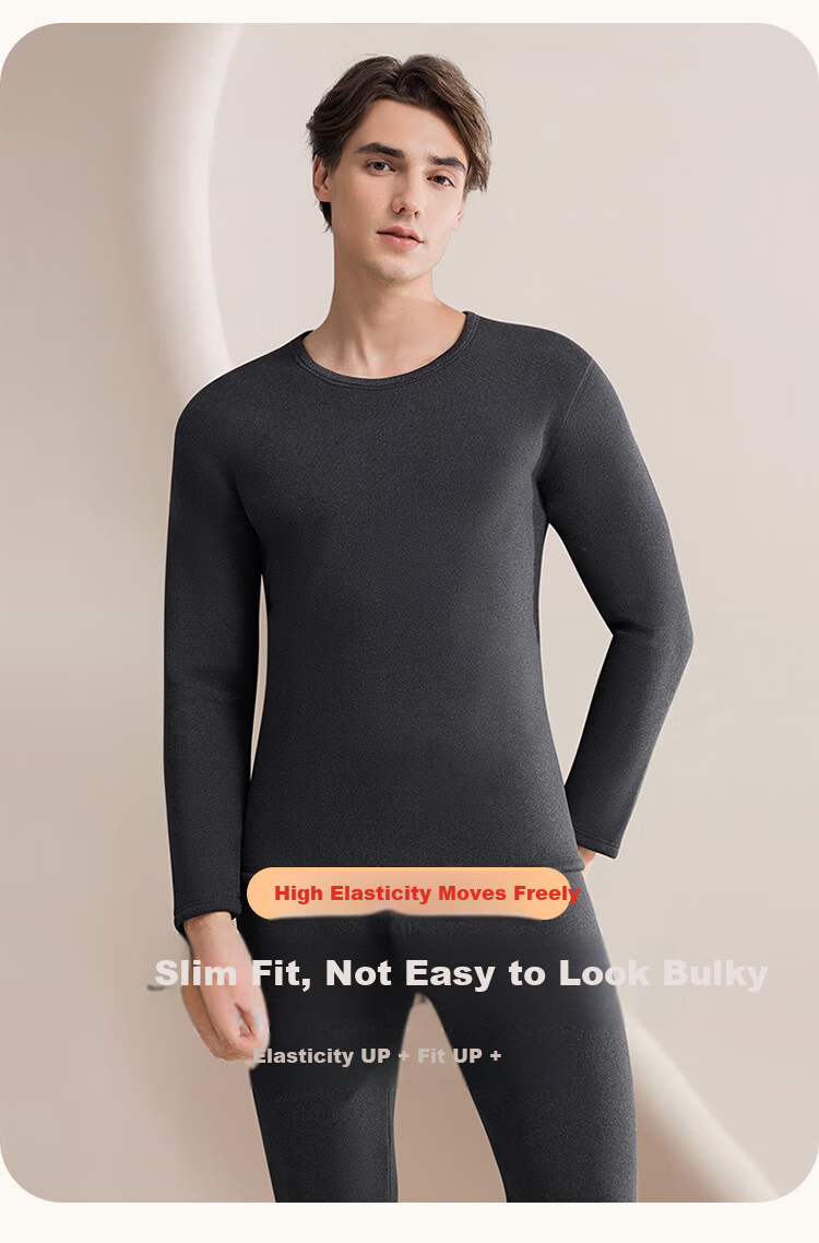 Bingxue Kapok Men's Thermal Underwear Fleece Thickened Autumn Winter New Warm Fleece Antibacterial Mite-Resistant Cashmere Plus Size Top and Bottom Set 10