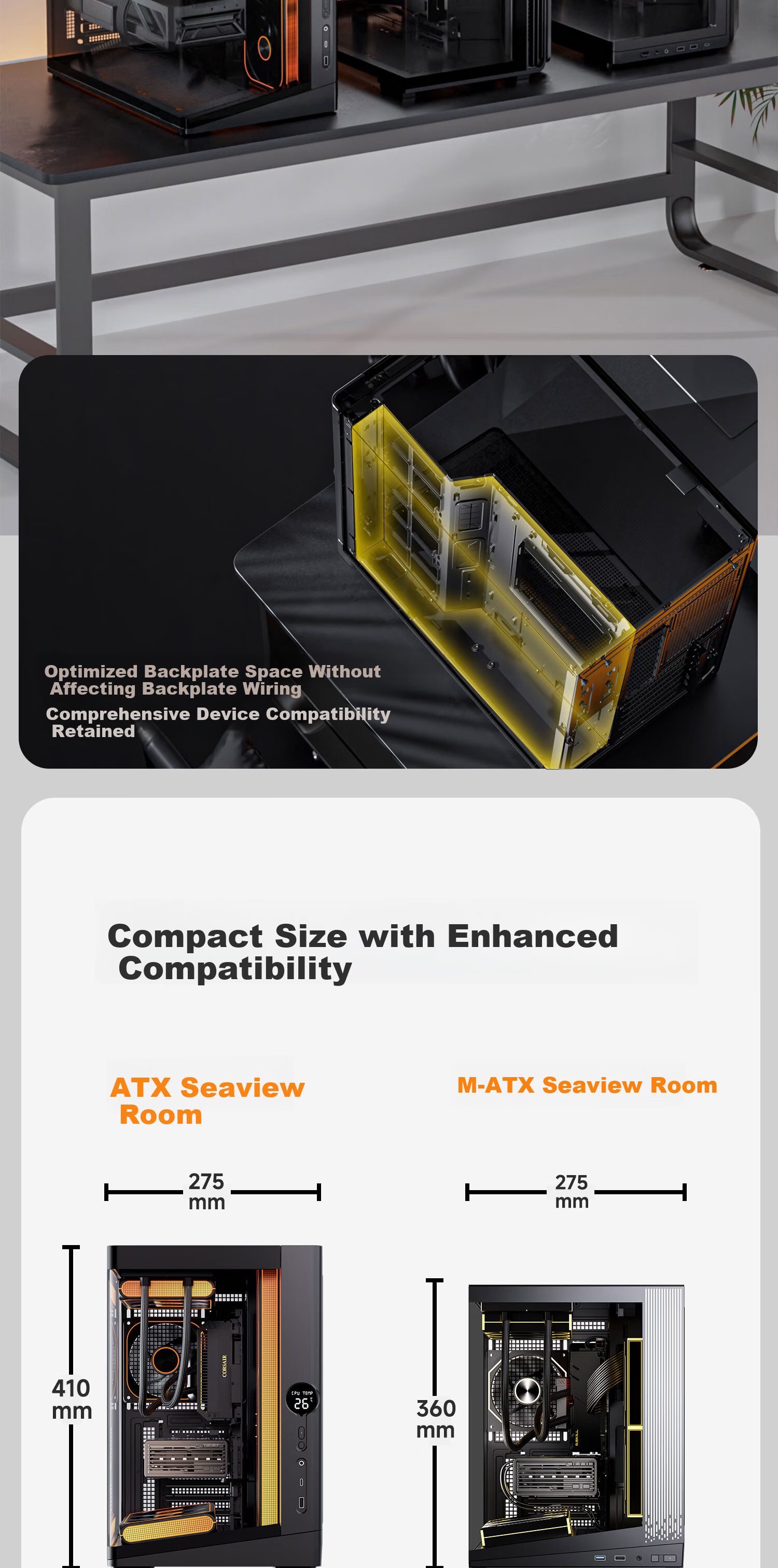 Aigo Xingcanchen Air White Gaming Desktop PC Case Supports 360mm Water Cooling ATX Motherboard Curved Glass 270° Seaview Room 5090 Graphics Card 3