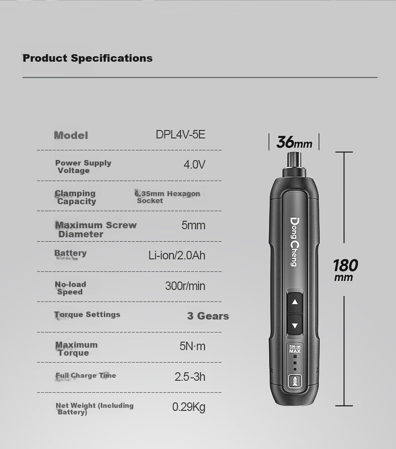 Dongcheng 12V Brushless Impact Driver, Electric Drill, Power Screwdriver, DCPL04-8, 2.0AH Dual Battery 19