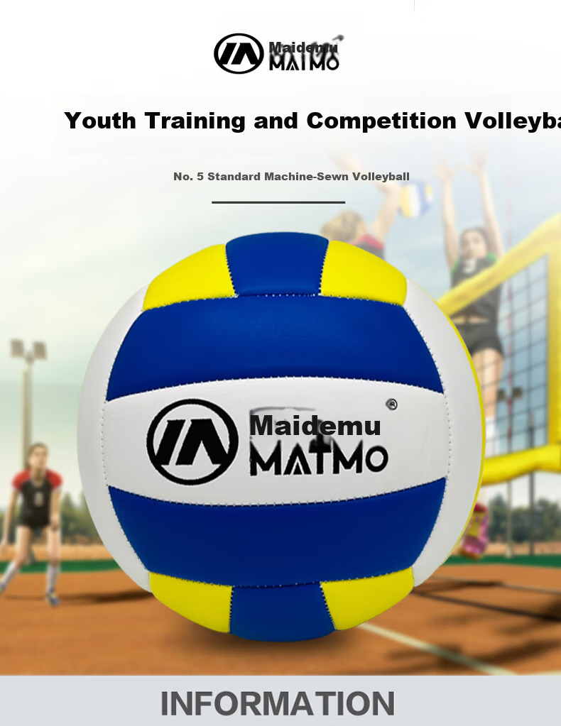 Maidemu Volleyball No.5 Soft-Hard Machine Sewn Volleyball for Middle School Exam Training Standard Size 5 Volleyball for Boys and Girls 1