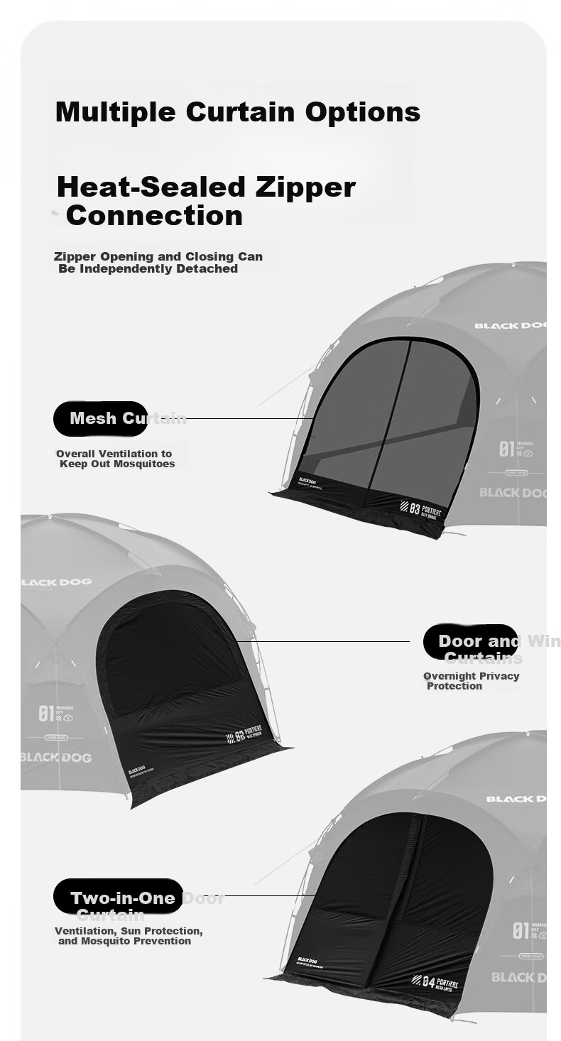 Black Dog Outdoor Large Dome Tent, Quick Assembly Sunshade Spherical Canopy, Gers, Pavilion, Expandable Dome Body 15