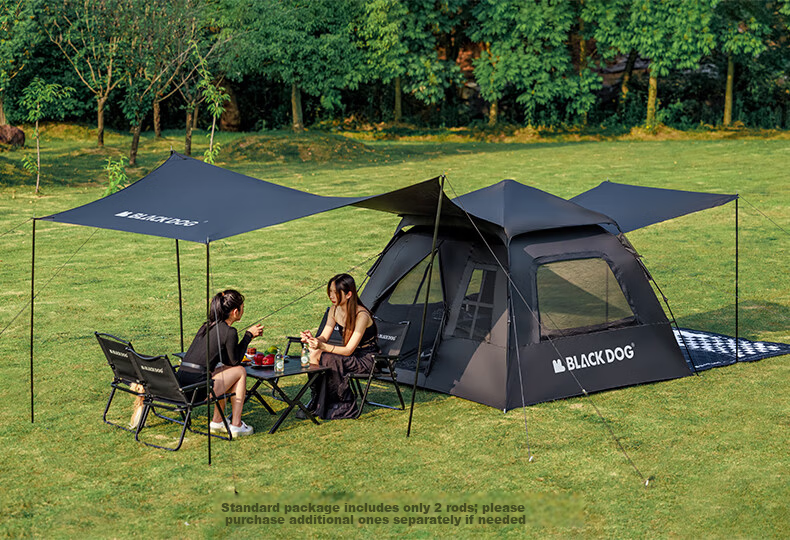 Black Dog Automatic Tent Two Doors Two Windows Rainproof Thickened Camping Sunshade Park Tent Mocha Latte 19