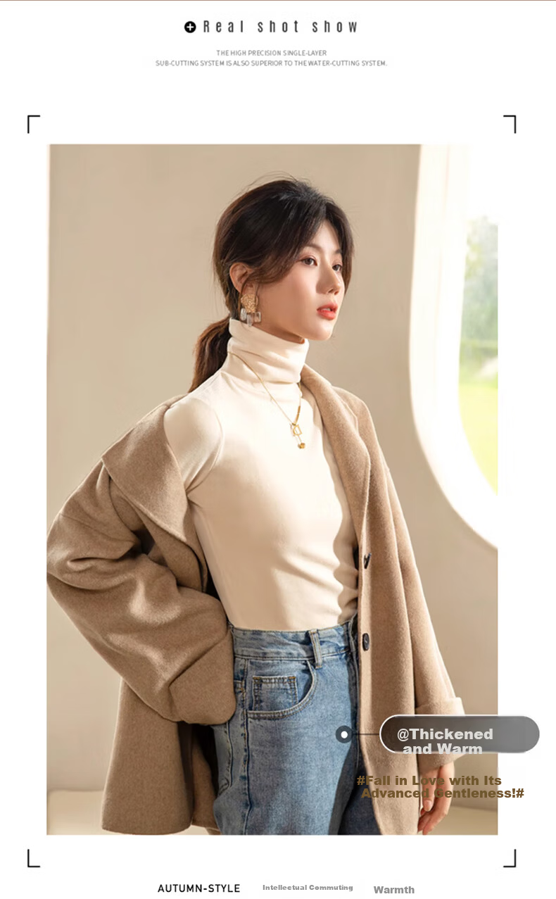 LangSha Thick Turtleneck Base Layer Top for Women, Fall/Winter 2025 New Product, Antibacterial Thickened Turtleneck Long-Sleeve Warm Base Layer Sweater 2