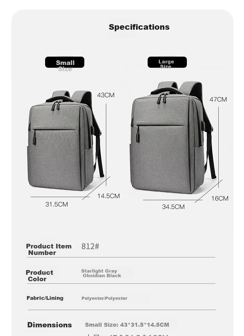 JINSHIWQ Backpack Unisex Laptop Bag Business Notebook Bag 14/15.6/17.3 Inch Large Capacity School Bag for College Students 3