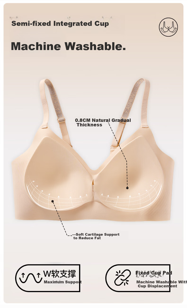 Miiow Camellia Seamless Women's 10A Antibacterial Wireless Bra Push-Up Lift Anti-Sagging Thin Bra 11