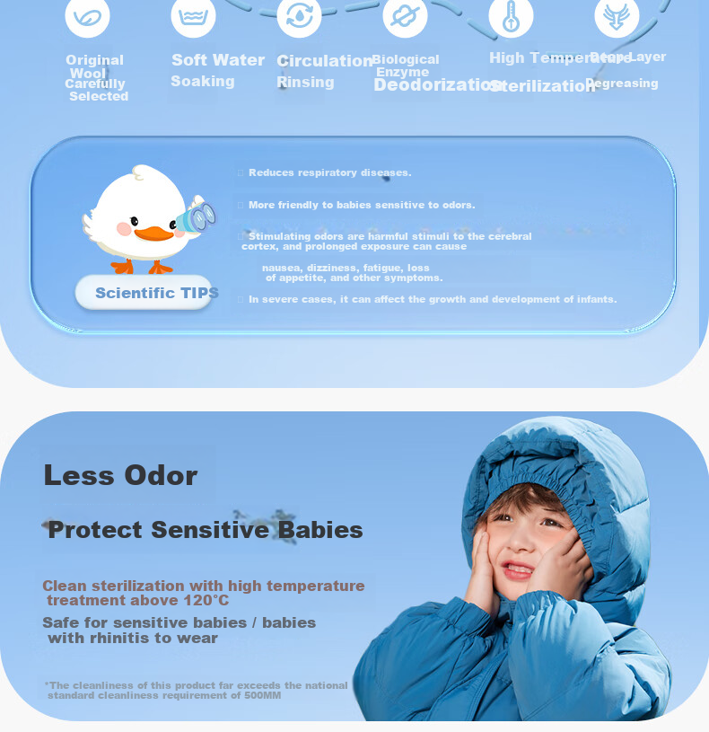 Ciciibear Boys' down Jacket, Puffer Coat, Children's Warm Winter Outerwear, Baby White Duck Dow 14