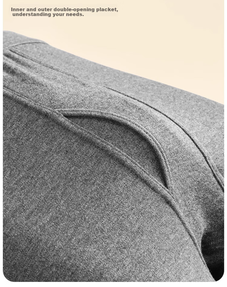 LangSha Men's Autumn Thermal Pants 7A Antibacterial Mite-Resistant Thin Pure Cotton Loose Fit Winter Warm Base Layer Pants 11