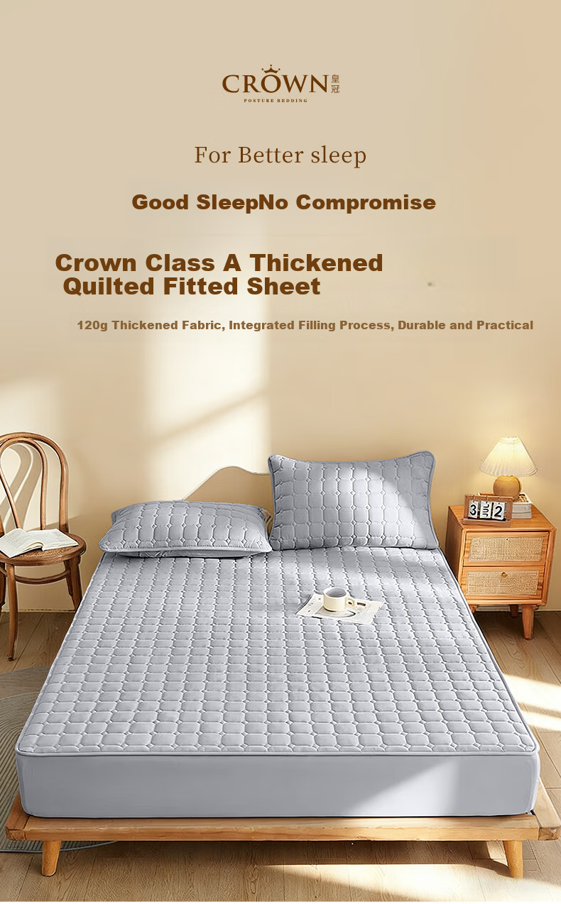 CROWN 1.8x2m Winter Thickened Quilted A-Class Full Coverage Fitted Sheet Anti-Slip Mattress Protector Cover 1