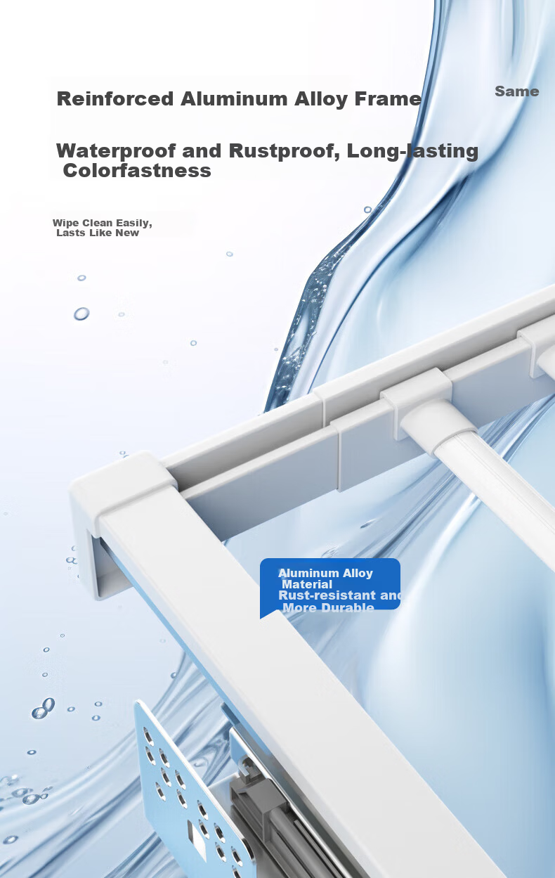 Cobbe Washing Machine Invisible Retractable Clothes Drying Rack with Damping, Top Panel Addable, Balcony Clothes Rack, Model 48, Gray 5