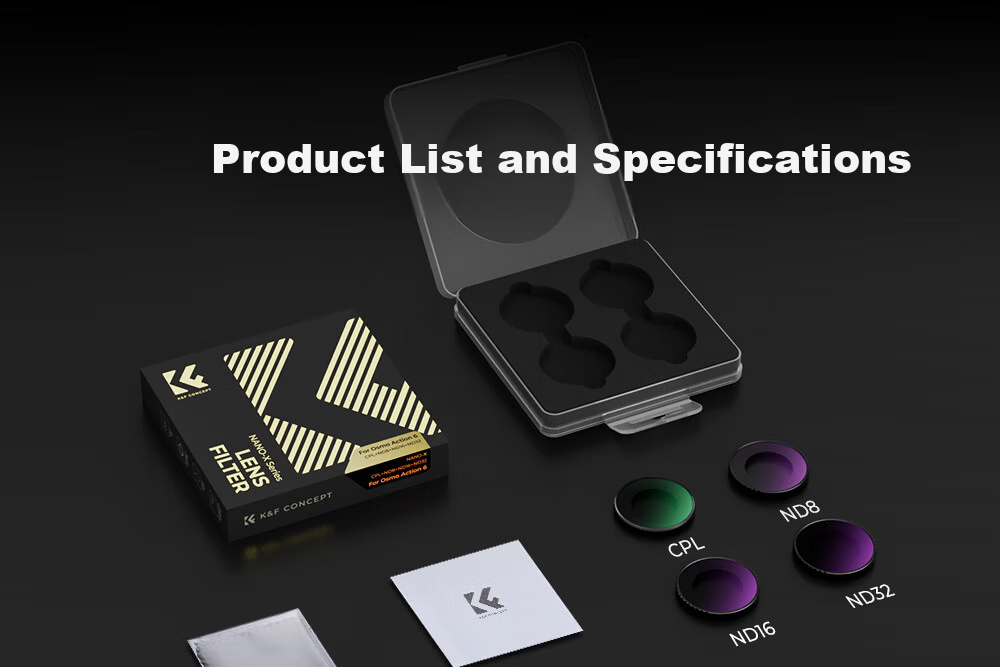 K&F CONCEPT DJI Action 6 ND Neutral Density Filter CPL Polarizer Black Soft 1/4 Photography UV Lens Protector Camera Filter Accessories 23