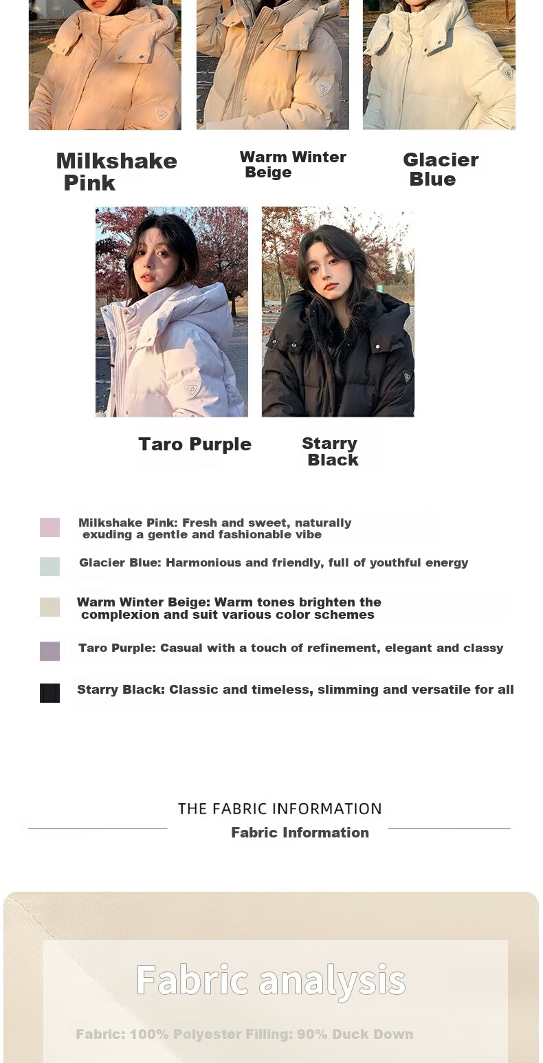 Yalu Short down Jacket, 2026 New Winter Style, Solid Color Versatile Detachable Hooded Puffer Coat, Petite Winter Outerwear 10
