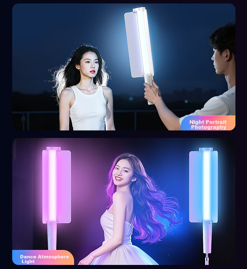 Kerunle RGB Handheld LED Full-Color Fill Light Stick Portable Adjustable Color Temperature Professional Video Photography Soft Light Outdoor Night Scene Light Stick 4