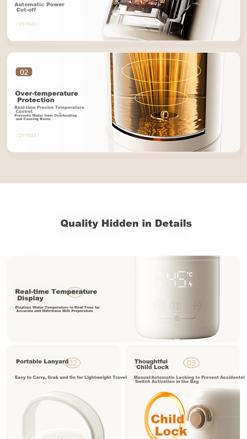 DAEWOO Wireless Portable Milk Formula Maker, Boiling Water Constant Temperature Kettle, Baby Formula Cup, Constant Temperature Cup, Children's Insulated Cup 19