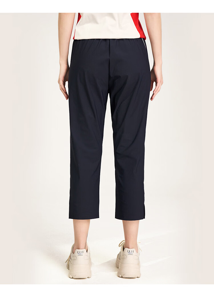 ELLE ACTIVE Casual Woven Cropped Pants for Women Summer Breathable Quick-Dry Sports Pants Commuter Versatile Slim Fit Navy Blue S 10