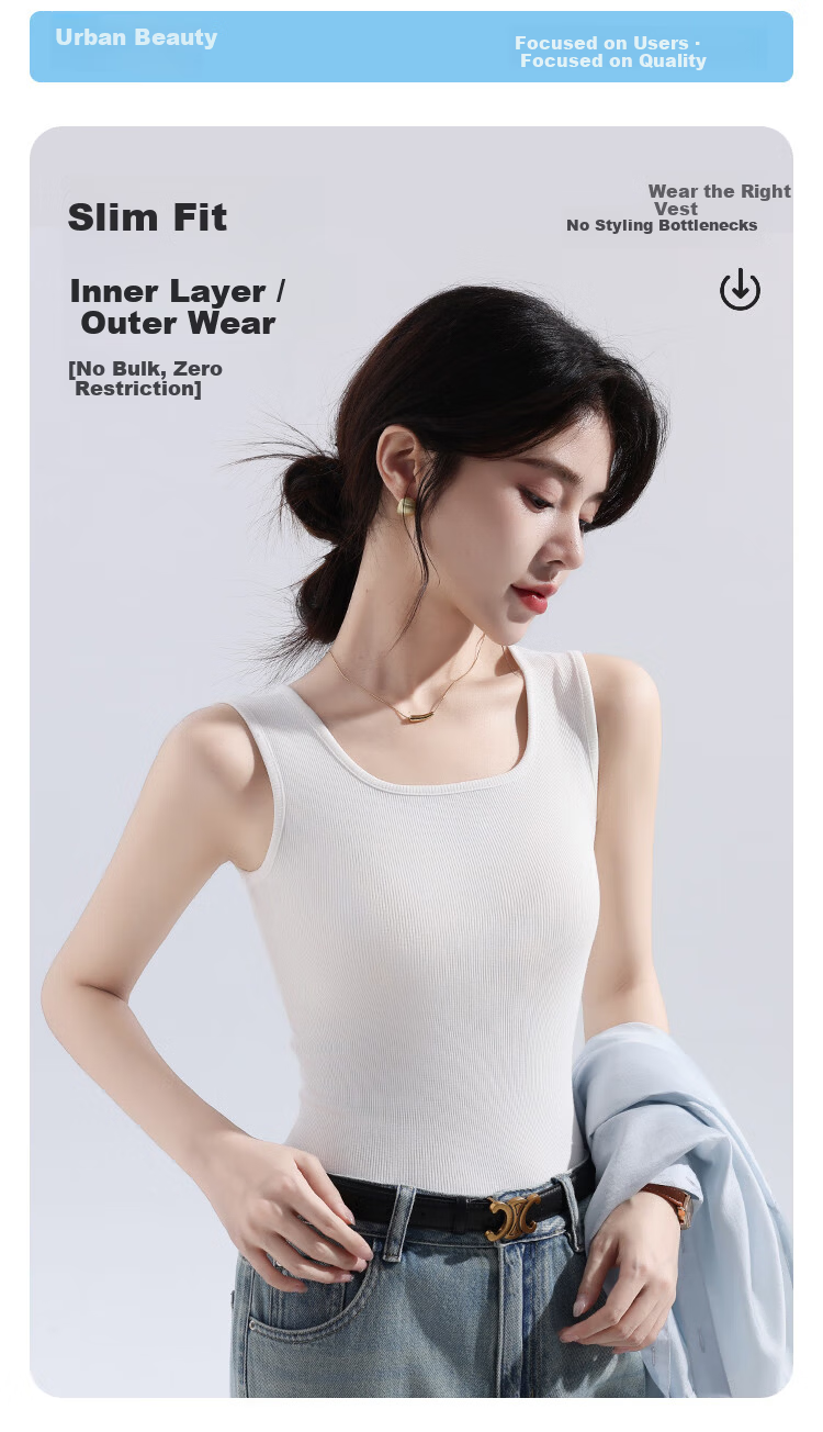 Urban Beauty Pure Cotton Basic Camisole Slim Fit Thin Vest Top for Women Innerwear Outerwear 1